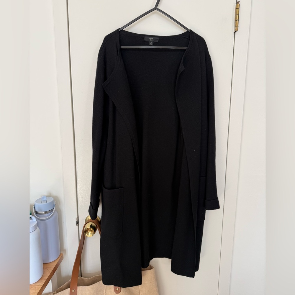 Jcrew Black Long Open Cardigan - S